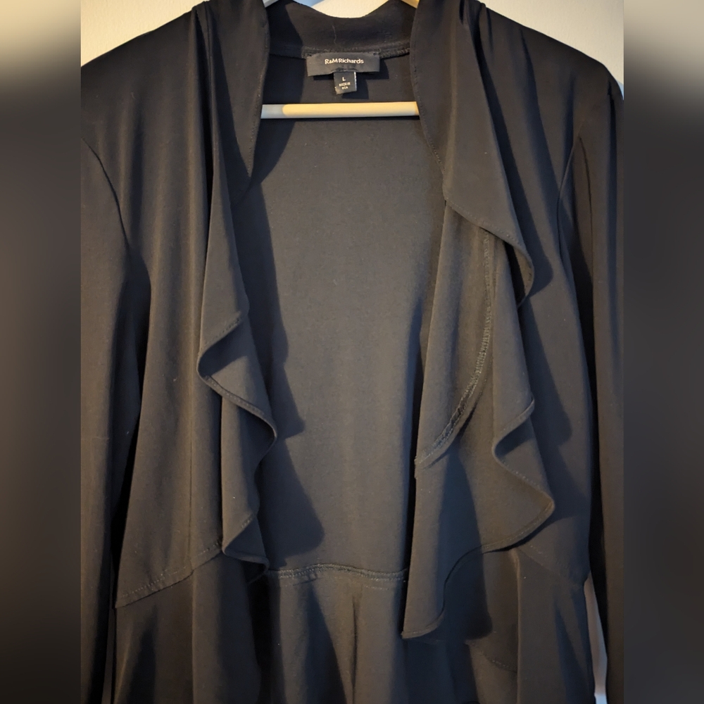 R&M Richards Ruffle Open-Front Shrug - Picture 2 of 4